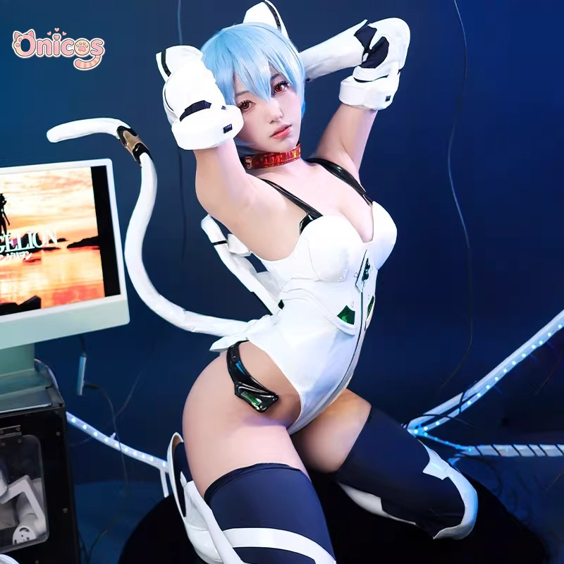 Ayanami Rei Cat Ear Anime Cosp - Anime Cosplay Jumpsuit ulasan dan harga